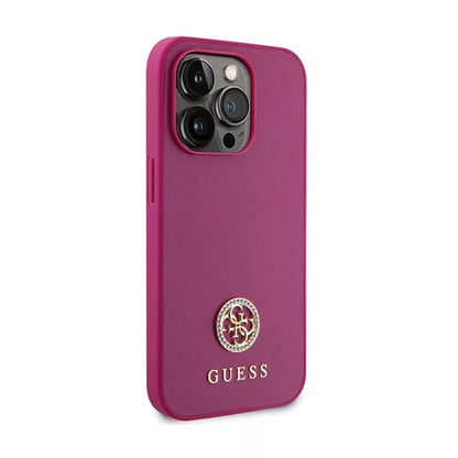 Guess 4G Strass Metal Logo - Dėklas iPhone 15 Pro Max (rožinis)