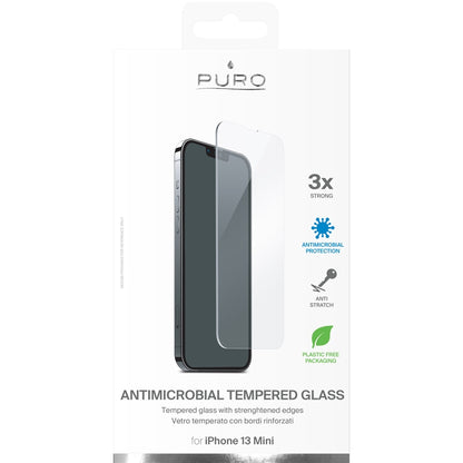 PURO Anti-Bakterinė apsauginė grūdinto stiklo ekrano apsauga su antibakterine apsauga skirta iPhone 13 Mini