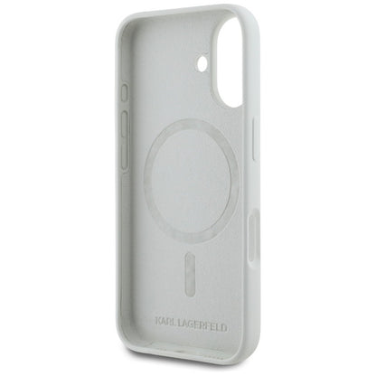 Karl Lagerfeld Silicone Double Heads And Circle MagSafe – dėklas skirtas iPhone 16 (smėlio spalvos)