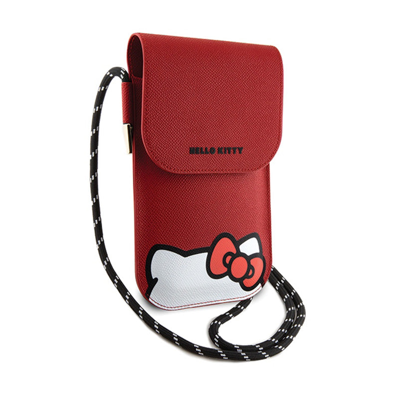 Hello Kitty odos, slepianti kačiuko virvelę – telefono crossbody krepšys (raudonas)