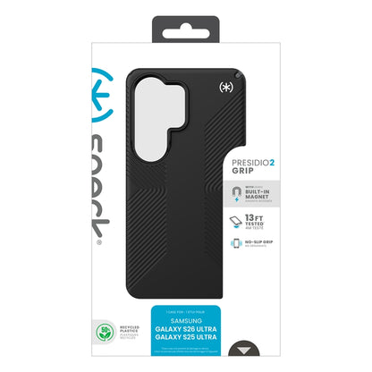 Speck Presidio2 Grip Magnet - Samsung Galaxy S26 Ultra MagSafe dėklas (juodas/skalūno pilkumo/baltas)