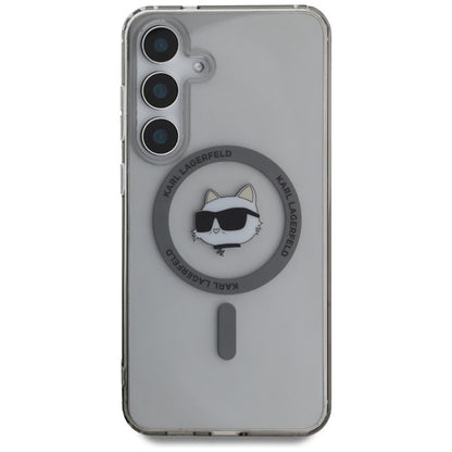 Karl Lagerfeld Button Choupette Head Printed Logo MagSafe – dėklas, skirtas Samsung Galaxy S25 (juoda)