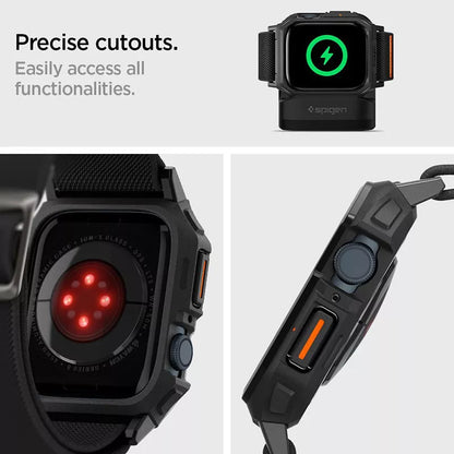 Spigen Lite Fit "Pro" - Dėklas su dirželiu, skirtas Apple Watch 4/5/6/7/8/9/SE 44/45 mm (Matte Black)