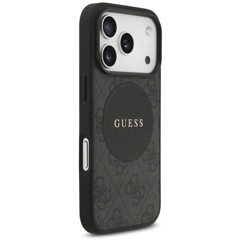 Guess 4G Circle Classic Logo MagSafe dėklas iPhone 17 Pro (juodas)