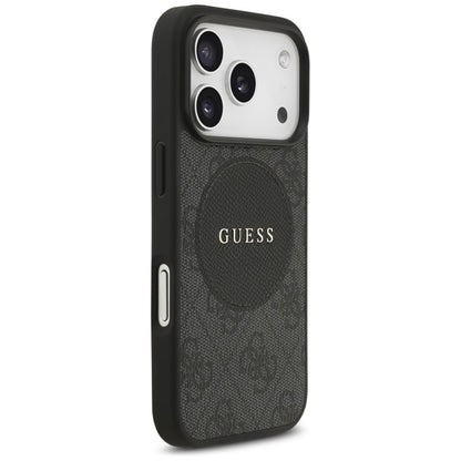 Guess 4G Circle Classic Logo MagSafe dėklas iPhone 17 Pro (juodas)