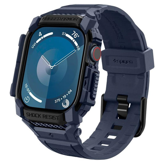 Spigen Rugged Armor Pro - Apyrankė su dėklu, skirta Apple Watch 10 46 mm (tamsiai mėlyna)