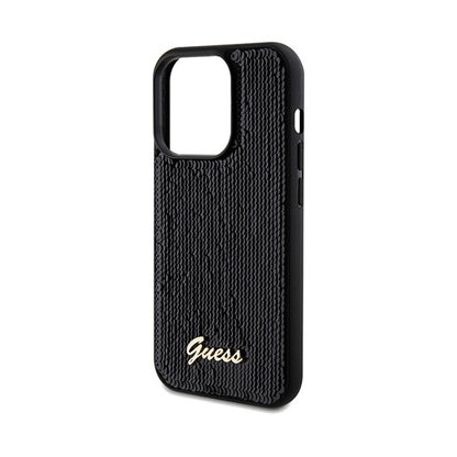 Guess Sequin Script Metal - Dėklas iPhone 14 Pro (juodas)