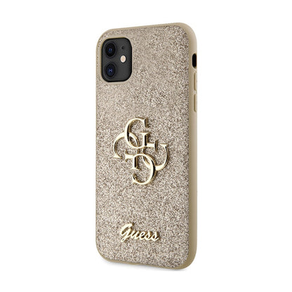Guess Glitter Script Big 4G – dėklas, skirtas „iPhone 11“ (aukso spalvos)