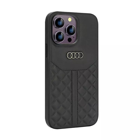Audi natūralios odos dėklas Apple iPhone 14 Pro Max (Juodas)