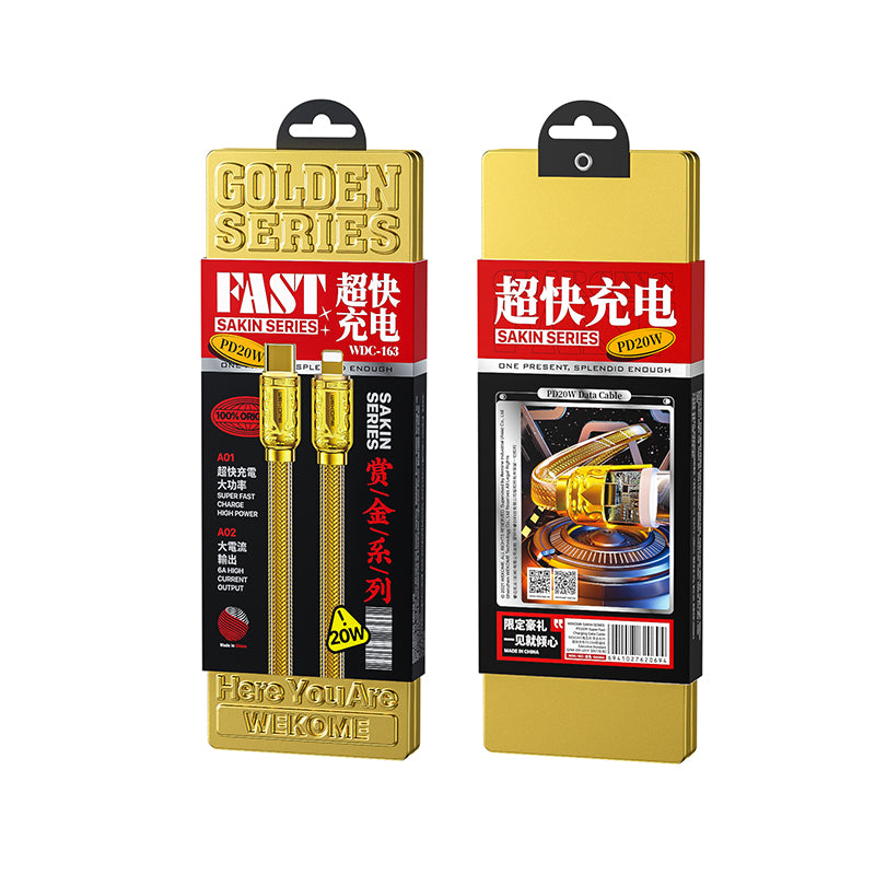 WEKOME WDC-163 Sakin serija - USB-C į Lightning PD 20W jungiamasis kabelis 1 m (Auksinis)