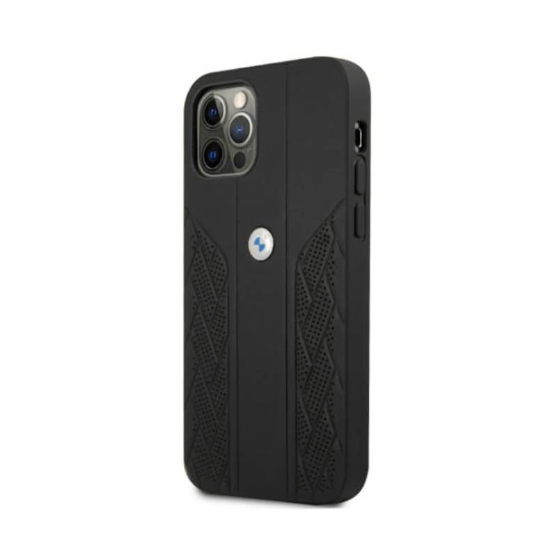 BMW Leather Curve Perforate – dėklas iPhone 12 / iPhone 12 Pro (juodas)