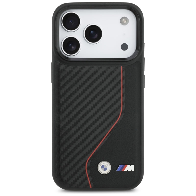 BMW M Carbon Line ir logotips MagSafe - dėklas iPhone 17 Pro (raudonas)