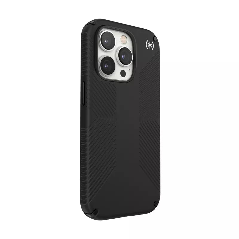 Speck Presidio2 Grip – dėklas iPhone 14 Pro su MICROBAN danga (juodas / juodas / baltas)