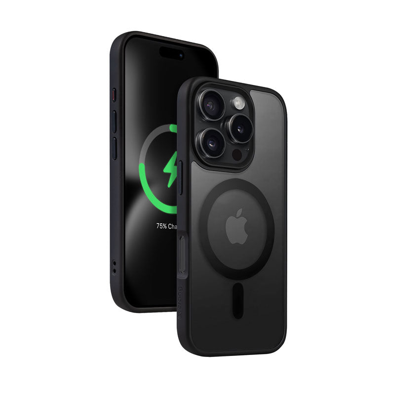 Crong Hybrid Frost MAG Cover – dėklas su MagSafe, skirtas iPhone 16 Pro Max (juodas)