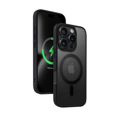 Crong Hybrid Frost MAG Cover – dėklas su MagSafe, skirtas iPhone 16 Pro Max (juodas)