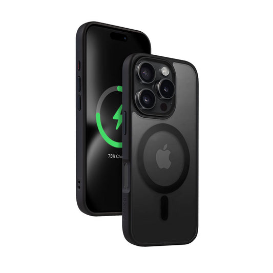 Crong Hybrid Frost MAG Cover – dėklas su MagSafe, skirtas iPhone 16 Pro Max (juodas)