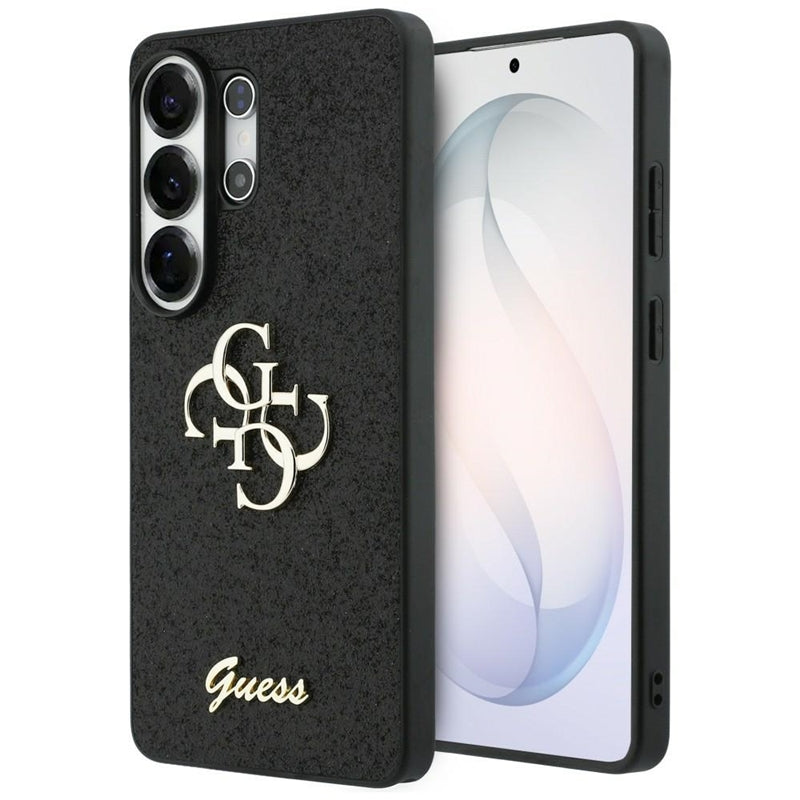 Guess Fixed Glitter Big 4G Metal Logo dėklas - Samsung Galaxy S26 Ultra (Juodas)