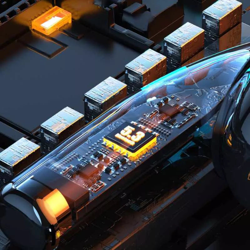 WEKOME VB06 Mecha serija – belaidės „Bluetooth V5.3 TWS“ ausinės su įkrovimo dėklu (Tarnish)