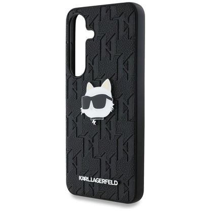Karl Lagerfeld od Monogram od od su Choupette galvos dizainu – dėklas, skirtas „Samsung Galaxy S25“ (juodas)