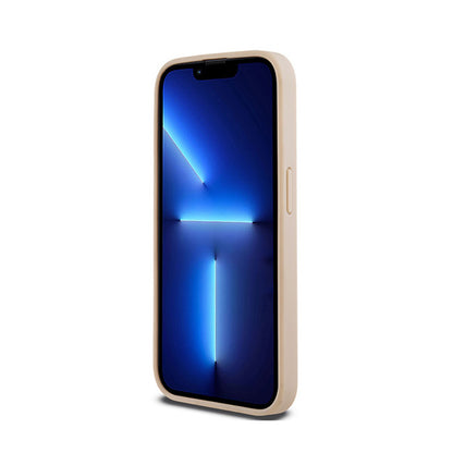 DKNY odos dėklas su vienspalve juostele ir metaliniu logotipu – iPhone 15 Pro (rožinis)