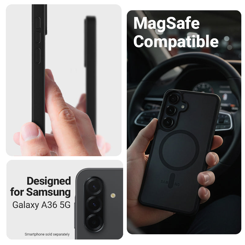 Crong Hybrid Matte Magnetic - MagSafe dėklas Samsung Galaxy A36 / A37 (Juodas)