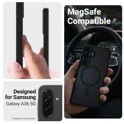 Crong Hybrid Matte Magnetic - MagSafe dėklas Samsung Galaxy A36 / A37 (Juodas)