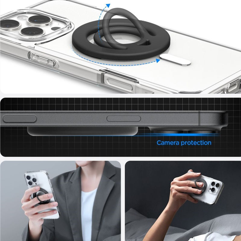 Spigen Dual Pop Mag MagSafe – magnetinis telefono piršto laikiklis (juodas)