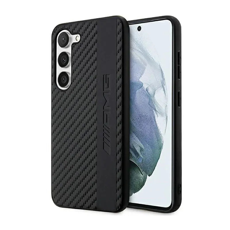 AMG Carbon Stripe & Embossed - Dėklas, skirtas Samsung Galaxy S23 (juodas)