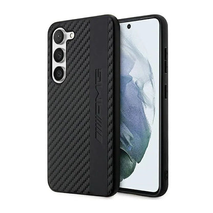 AMG Carbon Stripe & Embossed - Dėklas, skirtas Samsung Galaxy S23 (juodas)