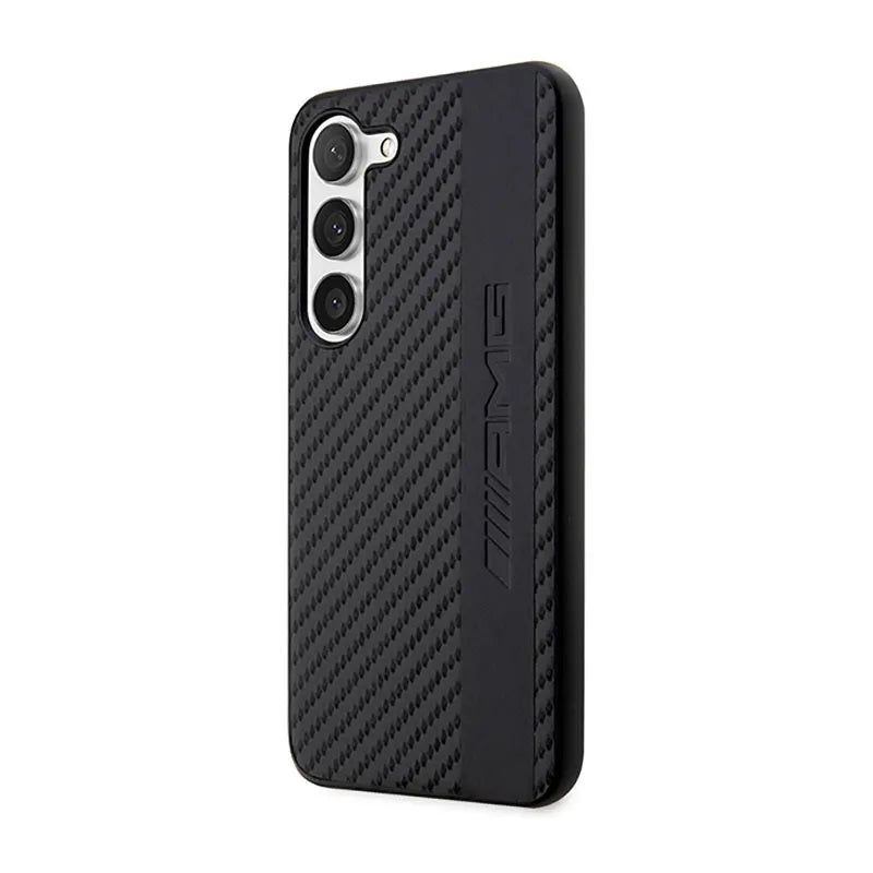 AMG Carbon Stripe & Embossed - Dėklas, skirtas Samsung Galaxy S23 (juodas)