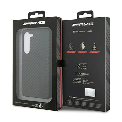 AMG Carbon Stripe & Embossed - Dėklas, skirtas Samsung Galaxy S23 (juodas)