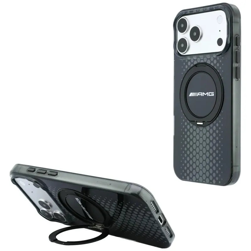AMG IML Double Layer Urban Line dėklas su „Ring Stand“ ir „MagSafe“ – „iPhone 18 Pro Max“ / „17 Pro Max“ (juodas)