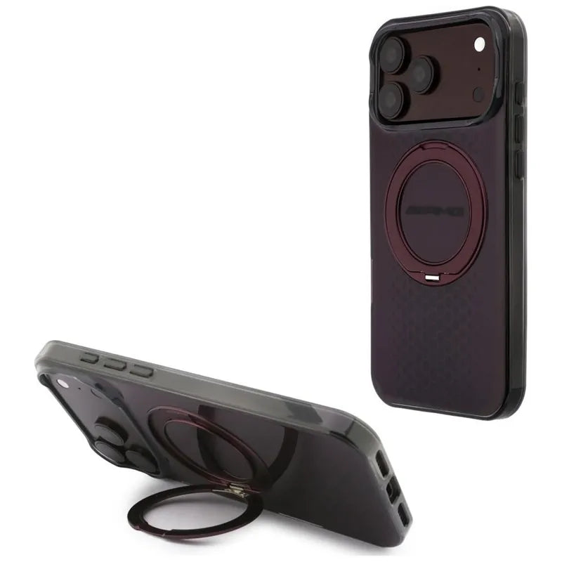 AMG IML Double Layer Urban Line su „Ring Stand“ ir „MagSafe“ – dėklas „iPhone 18 Pro Max“ / „17 Pro Max“ (bordo)