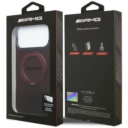 AMG IML Double Layer Urban Line su „Ring Stand“ ir „MagSafe“ – dėklas „iPhone 18 Pro Max“ / „17 Pro Max“ (bordo)
