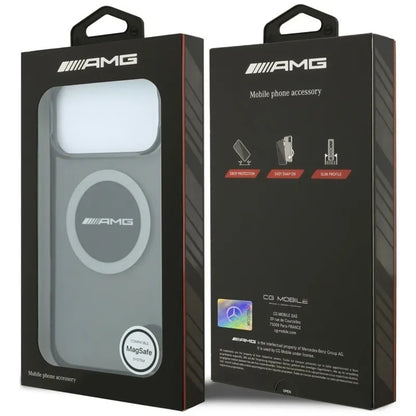 AMG IML Transparent Bicolor Block MagSafe dėklas – iPhone 18 Pro Max / 17 Pro Max (juodas / pilkas)
