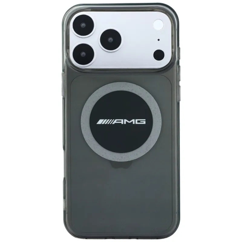 AMG IML Transparent Bicolor Block MagSafe dėklas – iPhone 18 Pro Max / 17 Pro Max (juodas / pilkas)