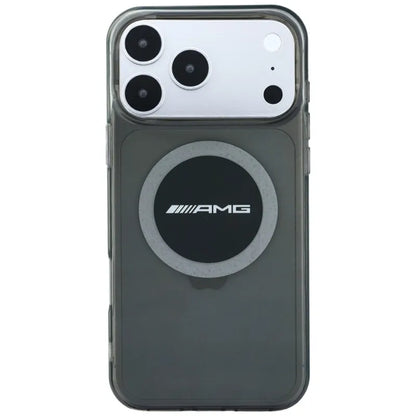 AMG IML Transparent Bicolor Block MagSafe dėklas – iPhone 18 Pro Max / 17 Pro Max (juodas / pilkas)