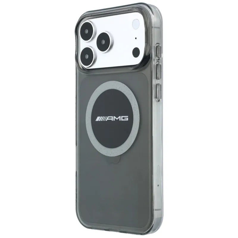 AMG IML Transparent Bicolor Block MagSafe dėklas – iPhone 18 Pro Max / 17 Pro Max (juodas / pilkas)