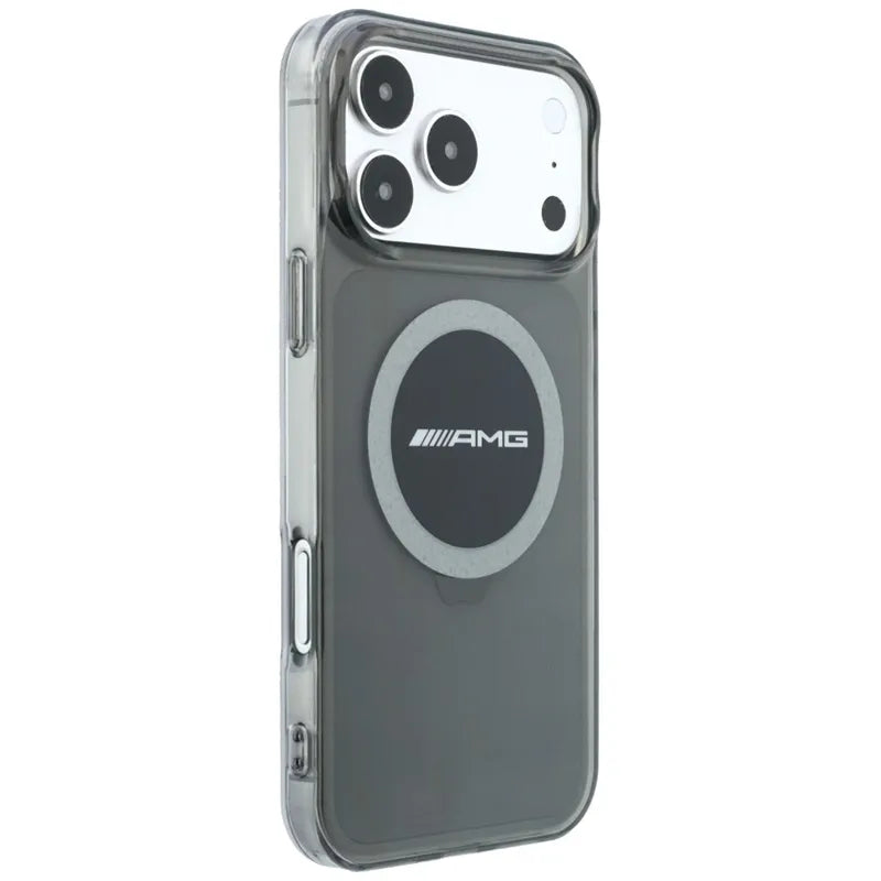 AMG IML Transparent Bicolor Block MagSafe dėklas – iPhone 18 Pro Max / 17 Pro Max (juodas / pilkas)