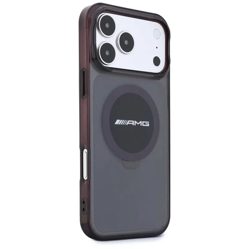 AMG IML Transparent Bicolor Block MagSafe dėklas, skirtas „iPhone 18 Pro Max“ / „17 Pro Max“ (juodas / bordo)
