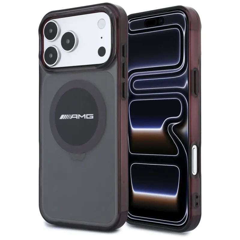 AMG IML Transparent Bicolor Block MagSafe dėklas, skirtas „iPhone 18 Pro Max“ / „17 Pro Max“ (juodas / bordo)