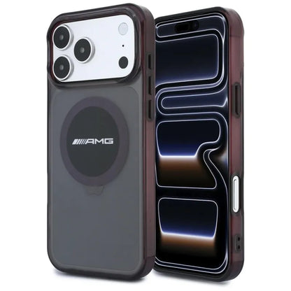 AMG IML Transparent Bicolor Block MagSafe dėklas, skirtas „iPhone 18 Pro Max“ / „17 Pro Max“ (juodas / bordo)