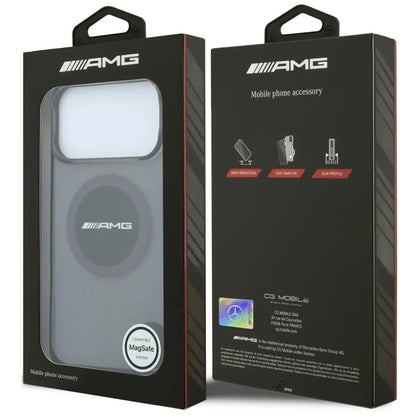 AMG IML Transparent Bicolor Block MagSafe dėklas, skirtas „iPhone 18 Pro Max“ / „17 Pro Max“ (juodas / bordo)