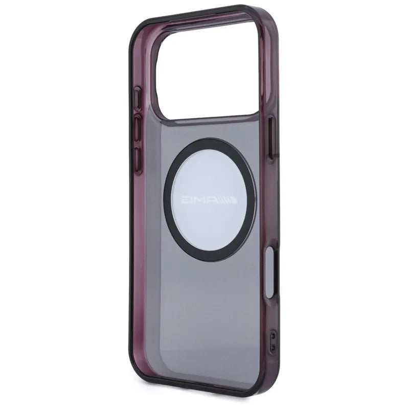 AMG IML Transparent Bicolor Block MagSafe dėklas, skirtas „iPhone 18 Pro Max“ / „17 Pro Max“ (juodas / bordo)