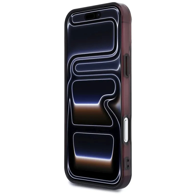 AMG IML Transparent Bicolor Block MagSafe dėklas, skirtas „iPhone 18 Pro Max“ / „17 Pro Max“ (juodas / bordo)