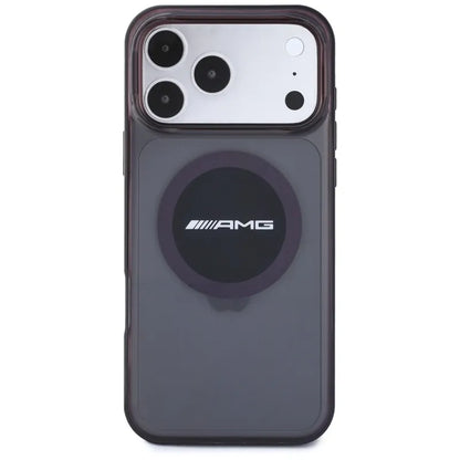 AMG IML Transparent Bicolor Block MagSafe dėklas, skirtas „iPhone 18 Pro Max“ / „17 Pro Max“ (juodas / bordo)