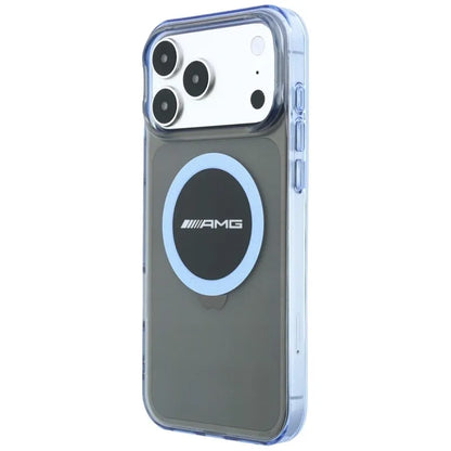 AMG IML Transparent Bicolor Block MagSafe dėklas, skirtas „iPhone 18 Pro Max“ / „17 Pro Max“ (juodas / mėlynas)