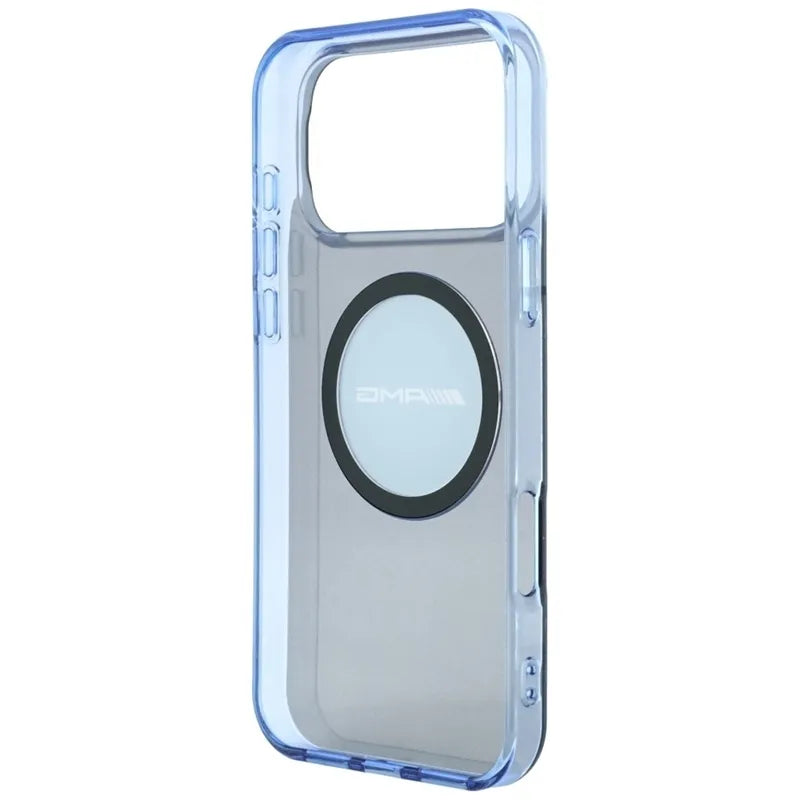 AMG IML Transparent Bicolor Block MagSafe dėklas, skirtas „iPhone 18 Pro Max“ / „17 Pro Max“ (juodas / mėlynas)