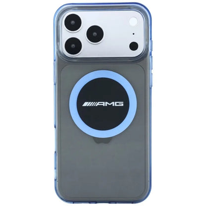 AMG IML Transparent Bicolor Block MagSafe dėklas, skirtas „iPhone 18 Pro Max“ / „17 Pro Max“ (juodas / mėlynas)