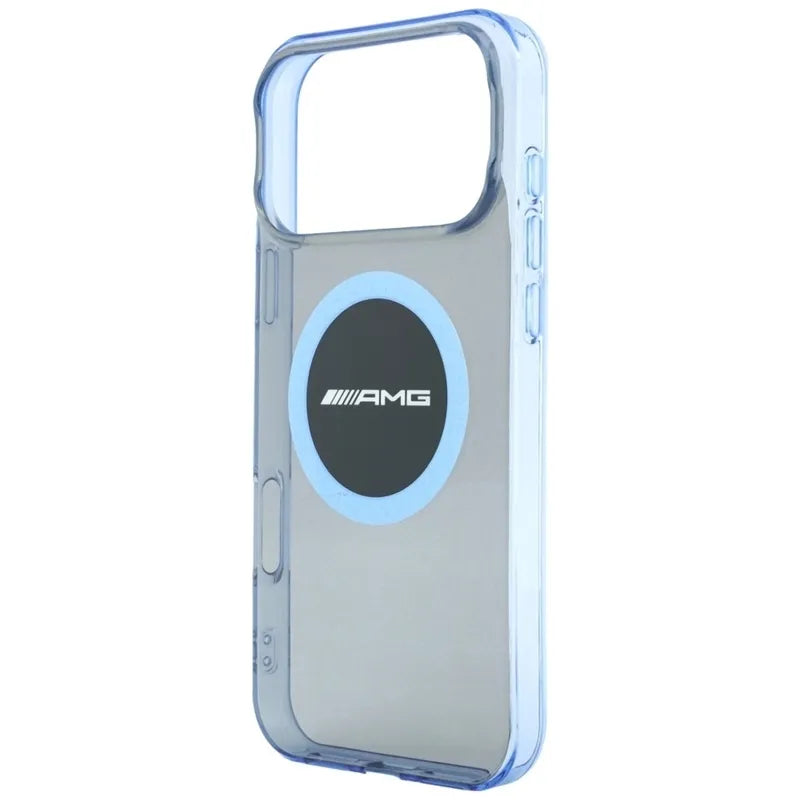 AMG IML Transparent Bicolor Block MagSafe dėklas, skirtas „iPhone 18 Pro Max“ / „17 Pro Max“ (juodas / mėlynas)